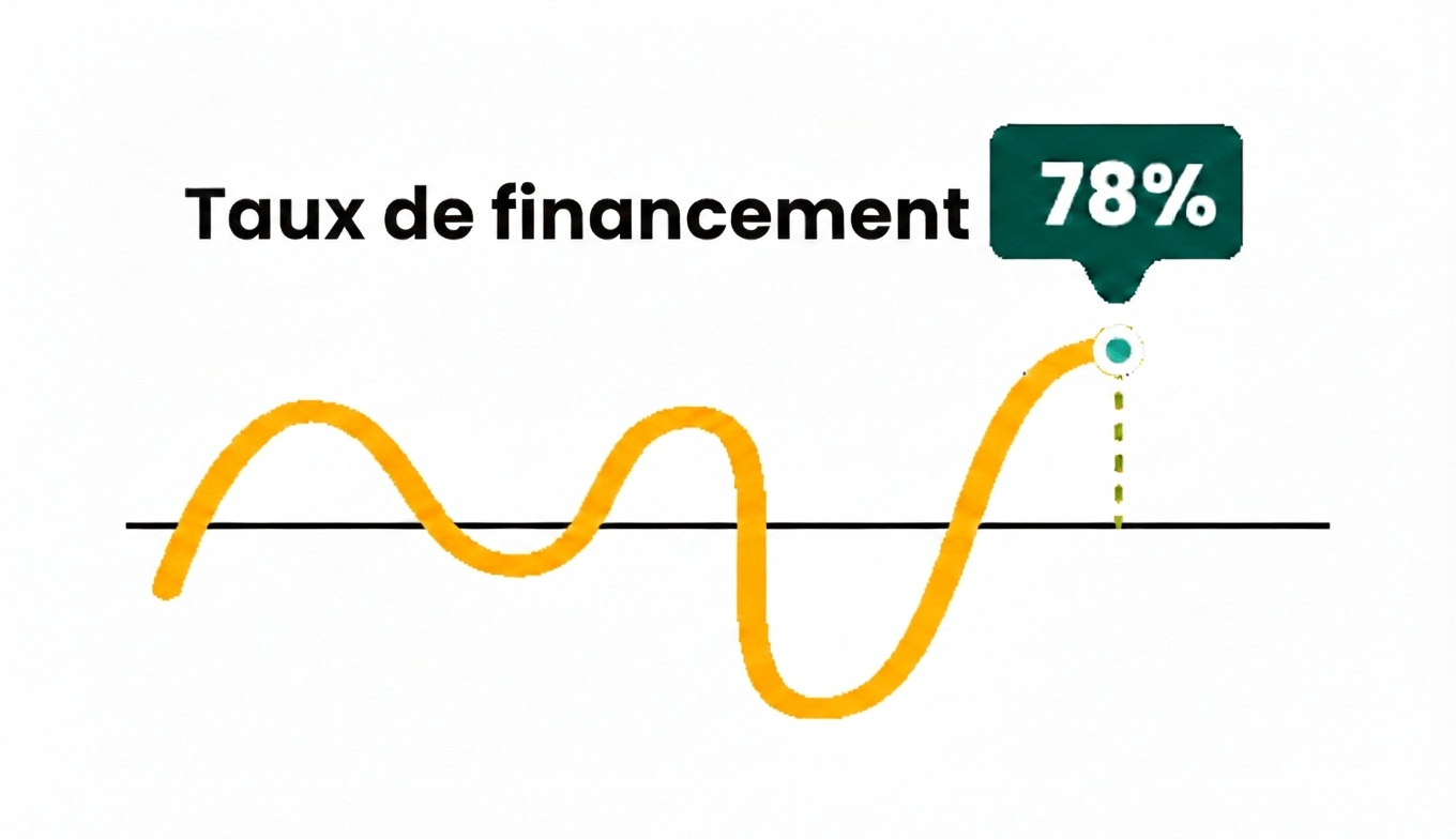 Image décrivant une courbe avec un taux de financement à 78%